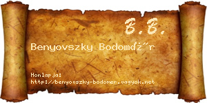 Benyovszky Bodomér névjegykártya